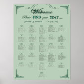 Chic Sage Eucalyptus Green Wedding Seating Chart   ポスター (正面)