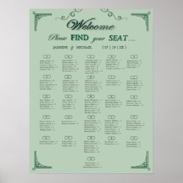 Chic Sage Eucalyptus Green Wedding Seating Chart   ポスター