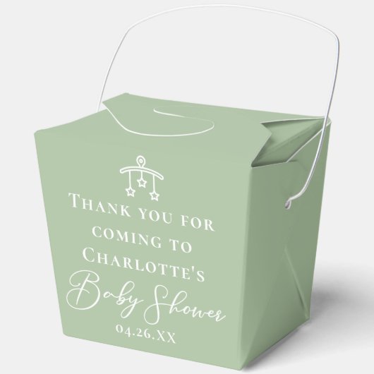 Chic Sage Green Baby Shower Customized Fortune フェイバーボックス (正面)