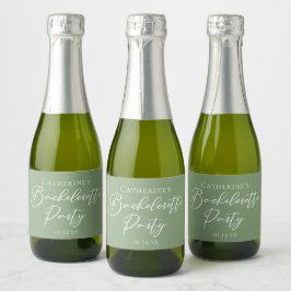 Chic Sage Green Bachelorette Party Custom Mini スパークリングワインラベル