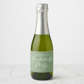 Chic Sage Green Bachelorette Party Custom Mini スパークリングワインラベル (正面)