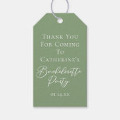 Chic Sage Green Bachelorette Party Personalized ギフトタグ (正面)
