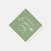 Chic Sage Green Bachelorette Party Personalized スタンダードカクテルナプキン (角)