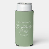 Chic Sage Green Bachelorette Party Personalized スリム缶クーラー (Seltzer裏面)