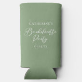 Chic Sage Green Bachelorette Party Personalized スリム缶クーラー (裏面)
