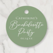 Chic Sage Green Bachelorette Party Personalized フェイバータグ (正面)