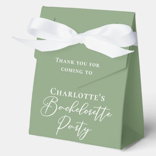 Chic Sage Green Bachelorette Party Personalized フェイバーボックス (正面)