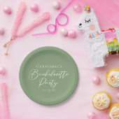 Chic Sage Green Bachelorette Party Personalized ペーパープレート (パーティー)