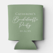 Chic Sage Green Bachelorette Party Personalized 缶クーラー (裏面)