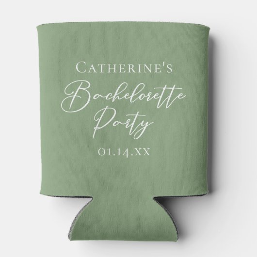 Chic Sage Green Bachelorette Party Personalized 缶クーラー (裏面)