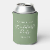 Chic Sage Green Bachelorette Party Personalized 缶クーラー (缶裏面)