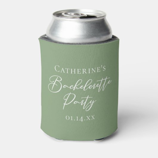 Chic Sage Green Bachelorette Party Personalized 缶クーラー (缶裏面)