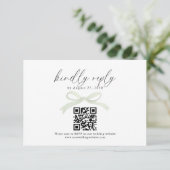 Chic Sage Green Bow Ribbon QR Code Wedding Rsvp (スタンド正面)