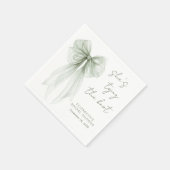 Chic Sage Green Bow Watercolor Bridal Shower スタンダードカクテルナプキン (角)