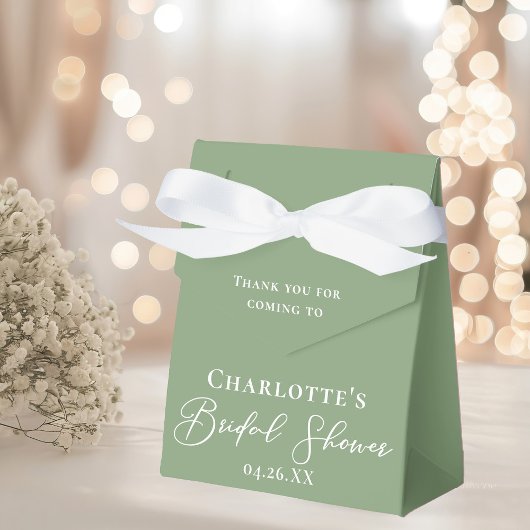 Chic Sage Green Bridal Shower White Personalized フェイバーボックス