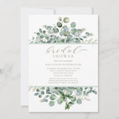 Chic Sage Green Floral Bridal Shower Editable 招待状 (正面)