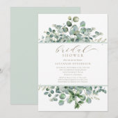 Chic Sage Green Floral Bridal Shower Editable 招待状 (正面/裏面)