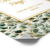Chic Sage Green Gold Leaves Wedding Custom Poster ポスター (角)