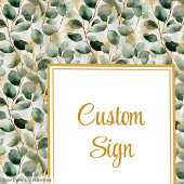 Chic Sage Green Gold Leaves Wedding Custom Poster ポスター
