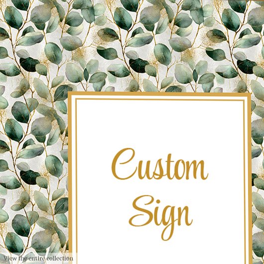 Chic Sage Green Gold Leaves Wedding Custom Poster ポスター