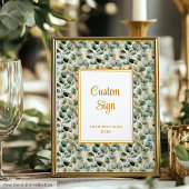 Chic Sage Green Gold Leaves Wedding Custom Poster ポスター