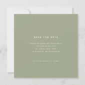 Chic Sage Green & White Calligraphy Save the Date 招待状 (裏面)