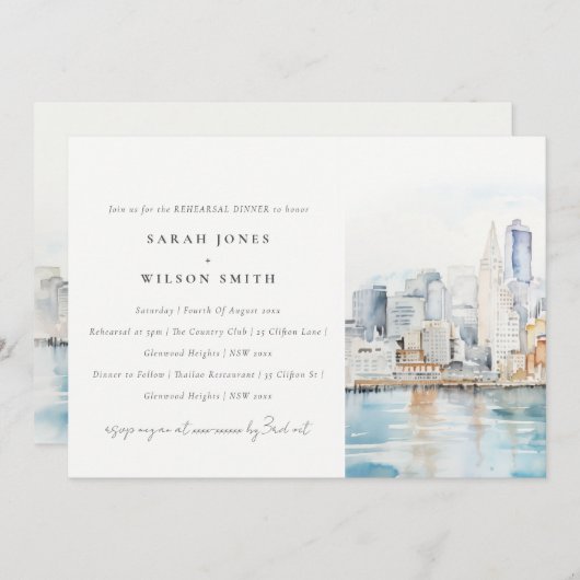 Chic San Francisco Landscape Rehearsal Dinner 招待状 (正面/裏面)