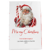 Chic Santa Claus Trendy Editable Christmas Bags ミディアムペーパーバッグ (正面)