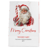 Chic Santa Claus Trendy Editable Christmas Bags ミディアムペーパーバッグ (裏面)