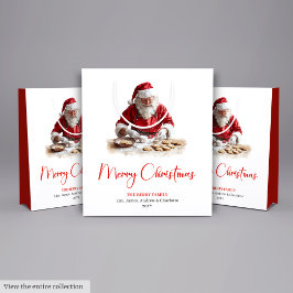 Chic Santa Claus Trendy Editable Christmas Bags ミディアムペーパーバッグ