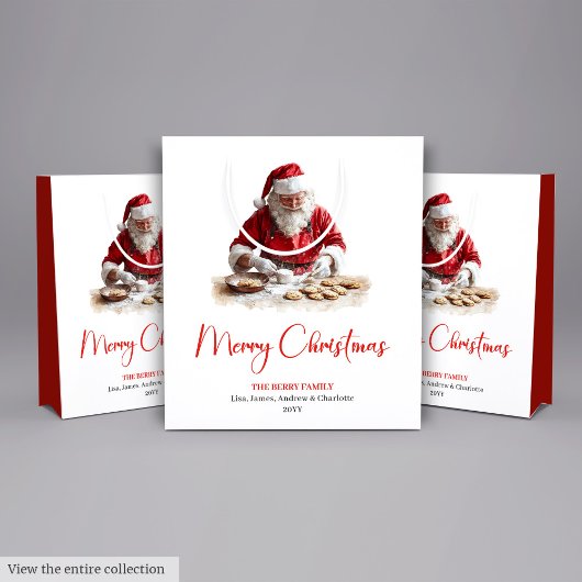 Chic Santa Claus Trendy Editable Christmas Bags ミディアムペーパーバッグ