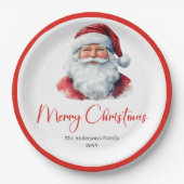 Chic Santa Claus Trendy Editable Christmas Plates ペーパープレート (正面)