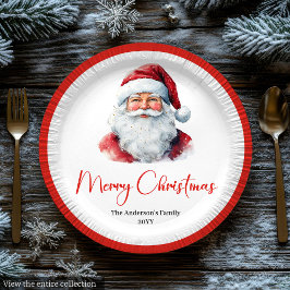 Chic Santa Claus Trendy Editable Christmas Plates ペーパープレート