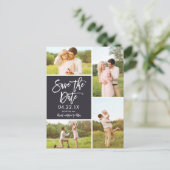Chic Save The Date 4-Photo Collage 案内ポストカード (スタンド正面)