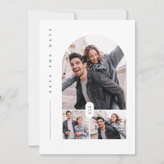 Chic Save the Date、Photo Minimalist Save the Date 招待状 (正面)