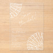 Chic Scallop Shell Save The Date Elegant Wedding アクリル招待状 (正面)