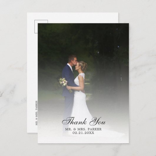 Chic Scriptの結婚写真ありがとう 案内ポストカード (正面/裏面)