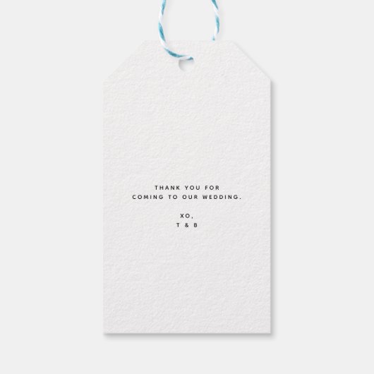 Chic Scriptハート結婚の感謝フォトギフトラベル ギフトタグ (裏面)