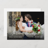 Chic Script結婚の写真モダンシンプル感謝 案内ポストカード (正面/裏面)