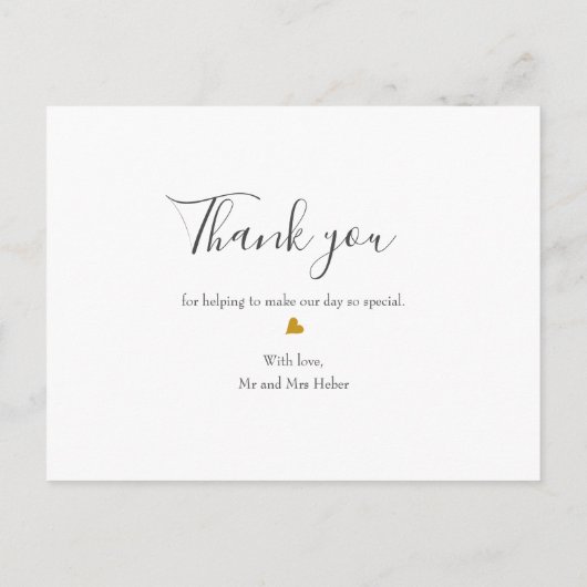 Chic Script結婚の写真モダンシンプル感謝 案内ポストカード (裏面)