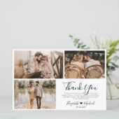Chic Script結婚の3フォトコラージュサンキューカード (スタンド正面)