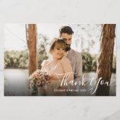 Chic Script結婚の3フォトコラージュサンキューカード (裏面)