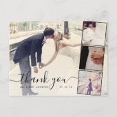 Chic Script 4写真コラージュ結婚の感謝 ポストカード (正面)