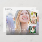 Chic Script 4 Photo Collage卒業ありがとう ポストカード (正面/裏面)