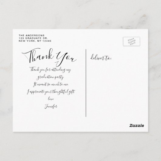 Chic Script 4 Photo Collage卒業ありがとう ポストカード (裏面)