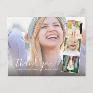 Chic Script 4 Photo Collage卒業ありがとう ポストカード