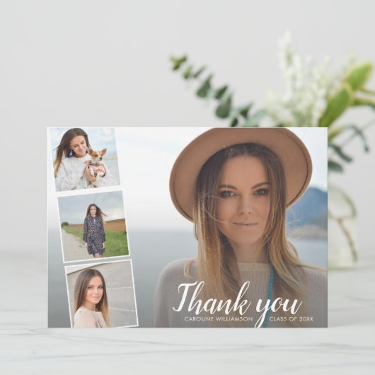 Chic Script 4 Photo Collage卒業ありがとう 招待状 (スタンド正面)