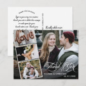 Chic Script 4 Photo Collage結婚's Thank You ポストカード (正面/裏面)