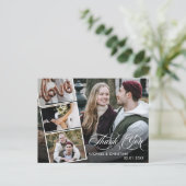 Chic Script 4 Photo Collage結婚's Thank You ポストカード (スタンド正面)