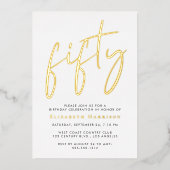 Chic Script 50th Birthday Party 箔招待状 (正面)